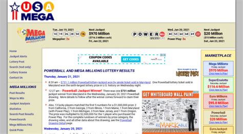 Usamega.com website. Powerball and Mega Millions Lottery Results .